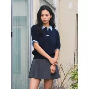 GENERAL IDEA WOMAN 셔츠 카라 피케 하프 니트 NAVY / GF2LKP531 1386525