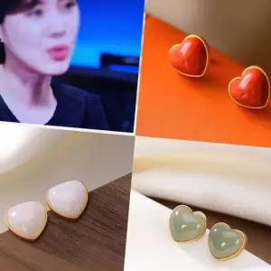 (다올)청금석 복숭아 하트 원석 S925상감 귀걸이