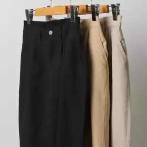 코튼 핀턱 뒷밴딩 배기 팬츠 307I984S 빅사이즈 여성 (10436747A)