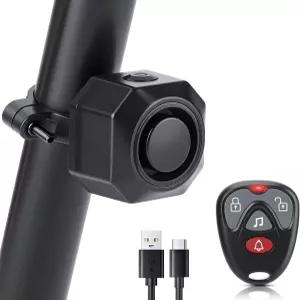 POWVINE Max 110dB 자전거 알람 원격 7단계 민감도 방지 및 자동차 모터사이클 스쿠터 전기자전거용
