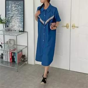 빅사이즈 303 카라데님브이배색원피스 DBSO133 (9816743A)