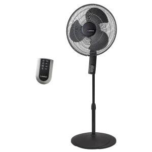 라스코 진동 받침대 선풍기 온도 조절기 조절 가능한 높이 리모컨 타이머 4단 침실 거실 사무실 및 기숙사 16인치 검은색 S16612