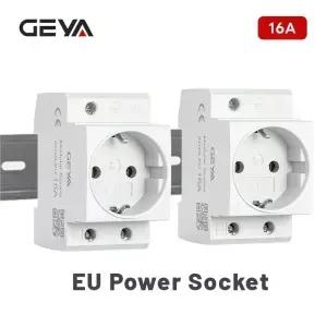 GEYA EU DIN 레일 모듈형 전원 소켓 플러그 16A 220V AC 콘센트 산업용 및 주거용 어댑터 매립형 안전 1개