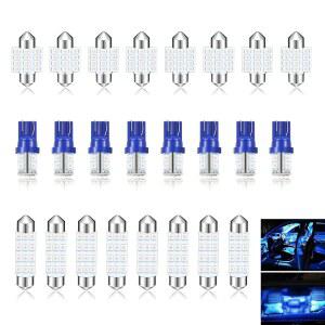 Bawkars 24 PCS 자동차 LED 조명 내부, 돔 라이트 전구 키트 세트 T10 31mm 42mm, 페스툰 내부 교체 지도 문 제공 번호판 조명(파란색)