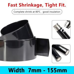 1M-20M 검정색 PVC 열수축 튜브 7mm -155mm 18650 Lipo 배터리 팩 절연 케이블 슬리브 리튬 필름 랩