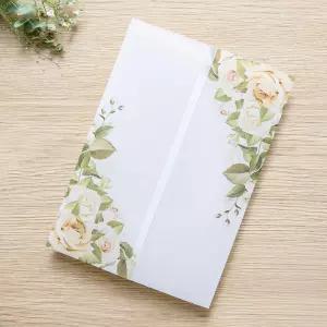포나티아 50PCS 벨룸 재킷 5x7 초대장 카드 - 135GSM 샴페인 플라워 슬리브 클리어 청첩장 랩 투명