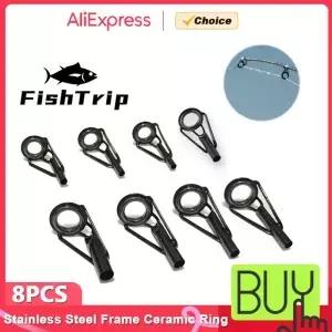 FishTrip 8pcs 낚시 탑로드 가이드 스테인레스 스틸 세라믹 링 DIY 팁 수리로드 액세서리 태클
