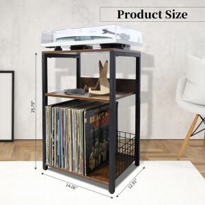핫비닐 레코드 보관 랙 LP 디스플레이 스탠드, 다기능 배치 캐비닛, 금속 나무 바닥 스탠딩 선반 거치대