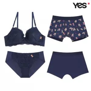 [롯데백화점]예스 홀리데이 곰돌이 네이비 커플속옷SET2 YSWBZB13YSWPZB14YSMDZB13