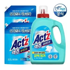 피죤 액츠 세탁세제 퍼펙트 실내건조 일반 드럼겸용) 3L 용기 x 1개+2.2L 리필 x 2개