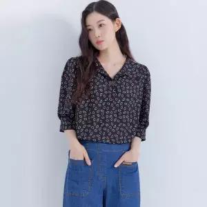 [지센]여성 도트 변형 이중 와이드 카라 블라우스 LFWSO806 BK_P410375483