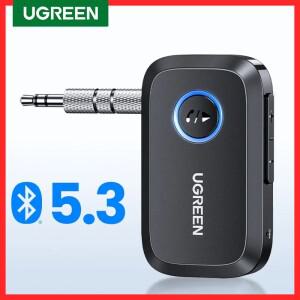 UGREEN 블루투스 자동차 리시버 어댑터 3.5mm AUX 잭 스피커 오디오 음악 핸즈프리 5.3