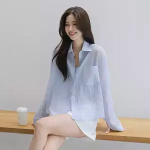 [시크폭스] 웰라이트 시스루 세미크롭 셔츠_61SH2490