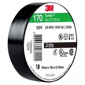 3M 스카치 고성능 전기절연 테이프 170 19mm X 10m 비닐 전기 테이프 블랙