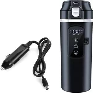 12V 24V 스테인리스 스틸 17온스 가열 여행용 머그컵 500ml 자동차 전기 주전자 온도 조절 가능한