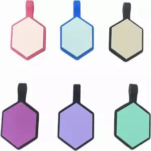 오리지널 사일런트 헥사곤 모양 실리콘 펫 태그 6팩 수정 가능한 ID 도그 양면 각인이 6가지 아름다운