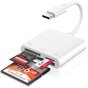 아이폰호환 17 / 16 15 아이패드호환 MAC용 USB C SD 카드 리더 3 IN 1 USBC 메모리 컴팩트 플래시 /CF /SD /TF 카드 애플호환 PRO /AIR와 호환되는 디지털 카메라 어댑터 리더