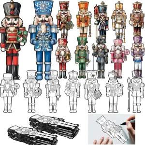 Simgoing 40Pcs 크리스마스 퍼지 벨벳 컬러링 포스터 공예 DIY 프로젝트 펠트 아트 눈사람 진저브레드 가족