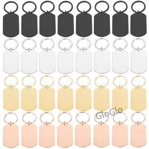 10 Pcs 빈 ID 태그 DIY 액세서리에 대 한 스테인레스 스틸 군사 이름 플레이트 키 체인 사용자 지정 로고