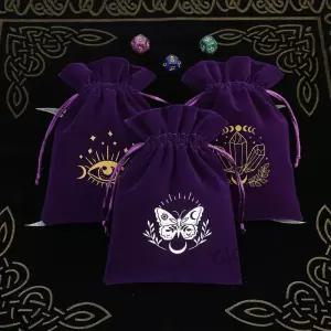 1Pcs 타로 스지 벨벳 가방 Drawstring 스웨이드 포켓 보드 게임 카드 자수 패키지 제단 상자에 대한 요술
