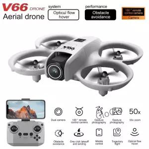 V66 미니 드론 4K 듀얼 카메라 리스 모드 장애물 회피 WiFi FPV Dron 360 ° 를 위한 플립 RC 쿼드콥터