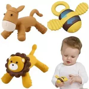 1PC 실리콘 사자 모양의 Teether Toys 0-12 개월 부드러운 젖니가 남 장난감 손 BPA 무료