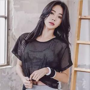 메쉬 망사 레이어드티 여자크롭티 시스루티셔츠