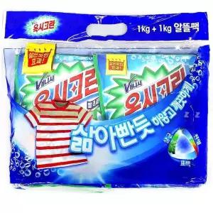세탁세제대용량 세탁 빨래세제 빨래 옥시크린 1kgx2 가루 분말형