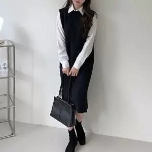 [셀러허브 패션]롱 조끼 베스트 레이어드 니트 라운드넥 체형커버 (51246157)