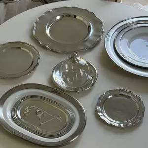 태국 퓨터 접시 정통 로얄 틴 플레이트 레트로 수제 주석