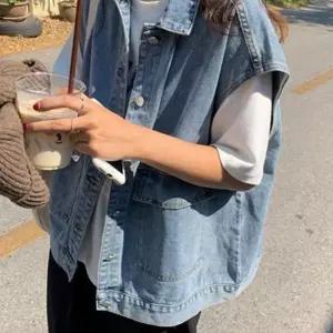 (다올)데님 청 조끼 여성 오버 박스핏 스타일리쉬