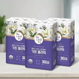 한예지 천연펄프 가든 플라워 3겹 30m 30롤 3팩