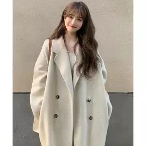 [제이에스엘케이]여성 오버핏 더블버튼 울터치 롱코트 아우터 (45269236A)