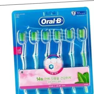 OralB 고 초미세모 초소형헤드 그린티 제거 칫솔 6개입 프라그제거