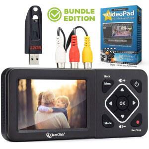 CLEARCLICK VIDEO TO DIGITAL CONVERTER 2.0 (2세대) - VCR VHS 테이프 AV RCA HI8 캠코더 DVD 게임 시스템(묶음)의 비디오 녹화 [작업 중인 VCR/캠코더 및 테이프 필요]