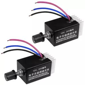 mxuteuk 2PCS 12V/24V DC 모터 속도 제어기 스위치 자동차 트럭 팬 히터 제어용 범용 전자 스텝리스 조절기