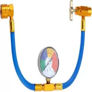 R134A AC 냉매 충전 호스 키트 1/2인치 자체 밀봉 밸브 캔 압력 게이지가 있는 자동차 에어컨 적합합니다