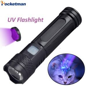 UV 손전등 USB 충전 365nm 블랙 라이트 미니 휴대용 초강력 LED 자외선 조명 토치