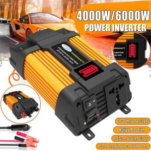 4000W/6000W 휴대용 전력 인버터 DC 12V에서 AC 110V/220V로 변환 자동차 충전기 컨버터 LED 디스플레이 포