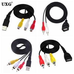 오디오 컨버터 비디오 AV 케이블 USB 수 암 플러그-3 RCA 어댑터 HDTV TV 텔레비전 와이어 코드용