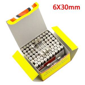 100 조각 6*30mm 유리 퓨즈 튜브 고속 융합 250V 0.5A 1A 2A 3A 4A 5A 6A 8A 6X30