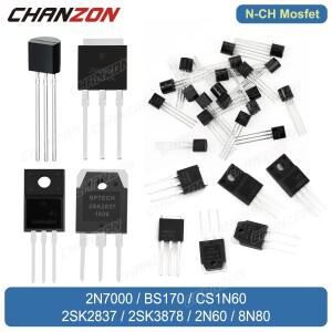 N-채널 MOSFET 트랜지스터 2N7000 BS170 CS1N60 2SK2837 2SK3878 2N60 8N80 TO-92 TO-3P TO-251 TO-220F