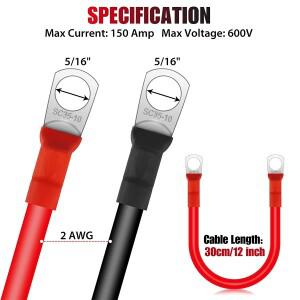 2Pcs 배터리 인버터 케이블 30cm 12V 구리 자동 트럭 바이크 오토바이에 대 한 방수 소프트 연결