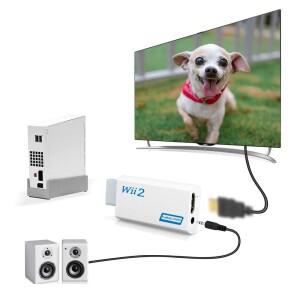 PC HDTV 모니터 디스플레이용 풀 Wii to 호환 컨버터 어댑터  3.5mm 오디오  1080P