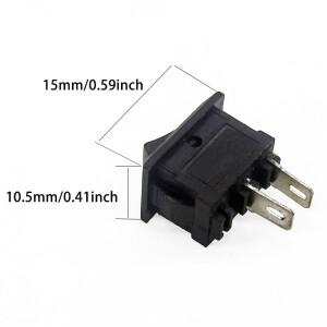 10pcs 15x10 2 핀 3A 250V 레드 블랙 화이트 보트 스위치 스냅인 SPST ON OFF 로커 미니 KCD11