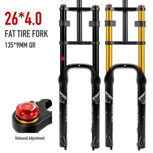 팻타이어 포크 더블 크라운 스노우 비치 바이크 자전거  서스펜션 135mm QR 완충기 180mm 여행 26*4.0