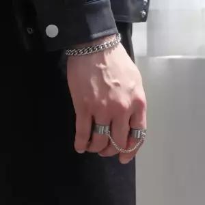[벨가][벨가] 써지컬스틸 심플 유광 체인 레이어드 반지 (10132562A)