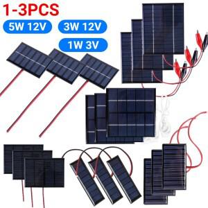 5W 12V 1W 3V 태양광 패널 미니 소형 폴리실리콘 전지 케이블 포함 모듈 램프 팬 펌프 DIY 배터리 충전기