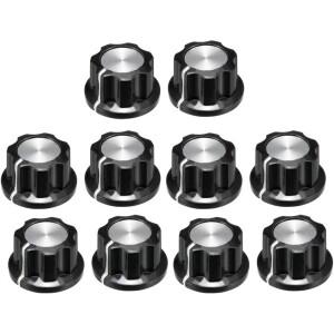 DAIERBUMP 10PCS 19.5x11.5mm 실버 톤 상단 전위차계 볼륨 조절 6.35mm 샤프트 기타 손잡이 용 로터리 노브