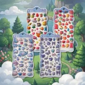 (4개 세트)봉봉 입체 드롭 스티커 귀여운캐릭터 하트 BON BON 3D 블록 캐릭터